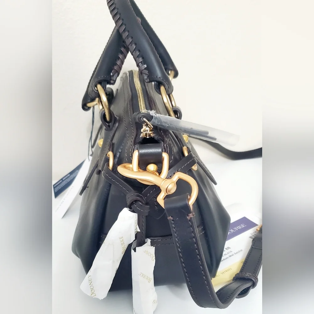 New Dooney Bourke Florentine Leather Medium Mail Satchel Black - Picture 5 of 10